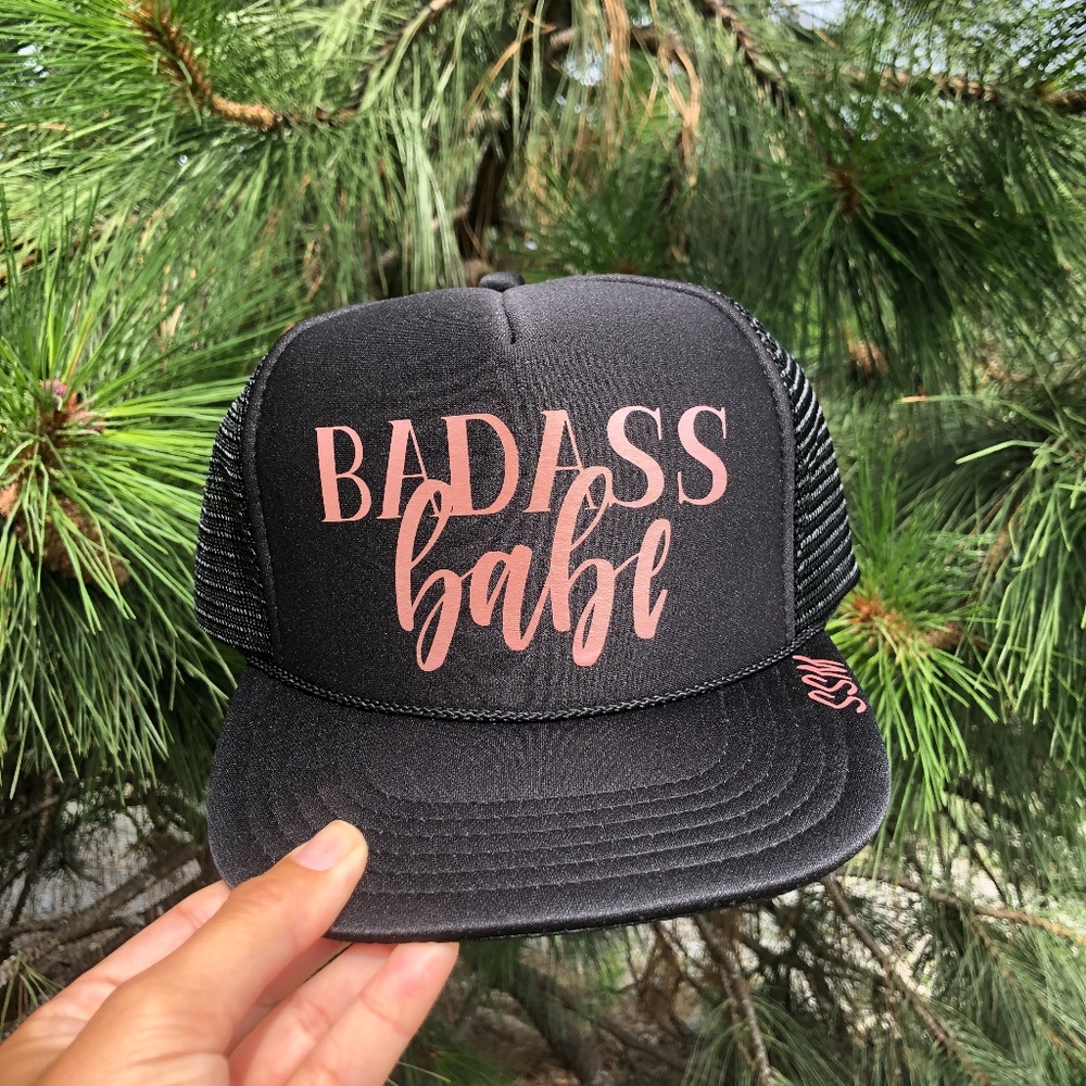 Badass Babe Traditional Trucker Hat Rose Gold - Picture 4 of 4
